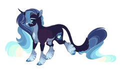 Size: 4200x2300 | Tagged: safe, artist:gigason, imported from derpibooru, oc, oc:mary celeste, classical unicorn, pony, unicorn, cloven hooves, female, leonine tail, mare, quadrupedal, simple background, solo, transparent background, unshorn fetlocks