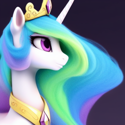 Size: 512x512 | Tagged: safe, imported from derpibooru, princess celestia, alicorn, pony, ai content, ai generated, cute, generator:stable diffusion, jewelry, prompter:teonanakatle, regalia, royalty, solo