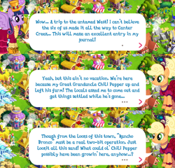 Size: 2048x1965 | Tagged: safe, imported from derpibooru, allie way, applejack, fluttershy, hondo flanks, hoofer steps, mr breezy, nurse coldheart, nurse snowheart, thunderlane, twilight sparkle, alicorn, earth pony, pony, clothes, dialogue, dialogue box, dress, english, event, gameloft, hairband, hat, horn, mobile game, my little pony: magic princess, official, speech bubble, spread wings, text, twilight sparkle (alicorn), wings