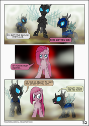 Size: 1600x2255 | Tagged: safe, artist:thunderelemental, imported from derpibooru, pinkie pie, changeling, pony, comic:swarm rising, angry, comic, pinkamena diane pie, speech bubble