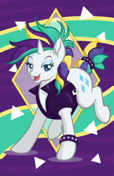 Size: 1024x1583 | Tagged: safe, artist:nytewell, imported from derpibooru, rarity, pony, unicorn, alternate hairstyle, female, mare, punk, raripunk, solo