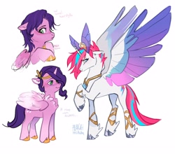 Size: 2786x2453 | Tagged: safe, artist:peachmichea, imported from derpibooru, pipp petals, zipp storm, alicorn, pegasus, pony, adorapipp, adorazipp, alicornified, alternate hairstyle, chest fluff, colored wings, concave belly, crown, cute, diadem, duo, duo female, feathered fetlocks, female, folded wings, g5, gradient wings, height difference, high res, hooves, jewelry, mare, multicolored mane, multicolored wings, peytral, physique difference, pipp is short, pippcorn, princess zipp, queen zipp storm, race swap, raised hoof, regalia, royal sisters (g5), siblings, signature, simple background, sisters, spread wings, unshorn fetlocks, white background, wings, zippcorn