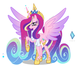 Size: 2377x2009 | Tagged: safe, artist:harmonyvitality-yt, imported from derpibooru, princess cadance, alicorn, pony, base used, ethereal mane, female, hoof shoes, mare, raised hoof, simple background, solo, spread wings, starry mane, transparent background, wings