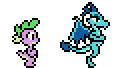 Size: 118x68 | Tagged: safe, artist:color anon, imported from ponybooru, princess ember, spike, dragon, animated, pixel art, ponybooru exclusive, running