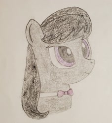 Size: 2766x3044 | Tagged: safe, artist:ceffyl-dŵr, octavia melody, earth pony, pony, bowtie, coloured pencil drawing, crayon drawing, solo, traditional art