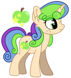 Size: 1280x1390 | Tagged: safe, artist:maximumpiracy, imported from derpibooru, oc, oc only, oc:apple star, pony, unicorn, female, horn, magical lesbian spawn, mare, offspring, parent:apple brown betty, parent:holly dash, quadrupedal, simple background, solo, transparent background, unicorn oc