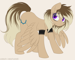 Size: 1200x957 | Tagged: safe, artist:higgly-chan, imported from derpibooru, oc, oc only, oc:haven, pegasus, pony, anxious, bags under eyes, big eyes, crying, cursed, female, pegasus oc, sad, simple background, solo, tattoo, wings, wings down