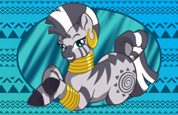 Size: 1024x663 | Tagged: safe, artist:nytewell, imported from derpibooru, zecora, zebra, female, grin, looking at you, mare, smiling, solo
