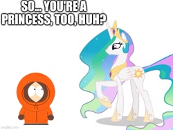 Size: 577x433 | Tagged: safe, artist:blackm3sh, imported from derpibooru, princess celestia, kenny mccormick, meme, parka, princess kenny, south park