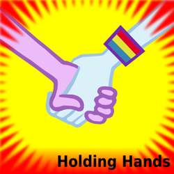 Size: 600x600 | Tagged: safe, edit, edited screencap, imported from derpibooru, screencap, rainbow dash, twilight sparkle, human, derpibooru, equestria girls, rainbow rocks, english, holding hands, meta, spoilered image joke, text, wristband