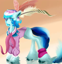 Size: 8800x9000 | Tagged: safe, artist:tupuan, imported from derpibooru, oc, oc only, blue eyes, blue hair, blue tail, color, feather, solo, tail, unshorn fetlocks