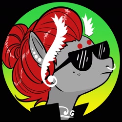 Size: 1800x1800 | Tagged: safe, artist:opalacorn, imported from derpibooru, oc, oc only, oc:void, pegasus, pony, beanbrows, bust, ear piercing, earring, eyebrows, female, jewelry, laurel, mare, mole, nose piercing, nose ring, piercing, solo, sunglasses