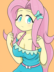 Size: 1668x2224 | Tagged: safe, artist:batipin, imported from derpibooru, fluttershy, human, equestria girls, big breasts, breasts, busty fluttershy, cleavage, female, fluttershy boho dress, looking at you, solo
