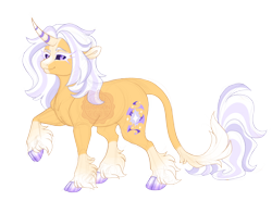 Size: 4200x3100 | Tagged: safe, artist:gigason, imported from derpibooru, oc, oc:violet whimsy, classical unicorn, pony, unicorn, black sclera, cloven hooves, curved horn, female, horn, leonine tail, mare, quadrupedal, simple background, solo, transparent background, unshorn fetlocks