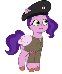 Size: 1293x1536 | Tagged: safe, artist:edy_january, edit, imported from derpibooru, vector edit, pipp petals, pegasus, pony, allies, barrette, base used, british, clothes, commander, g5, girls und panzer, hat, infantry, leader, military, military pony, military uniform, my little pony: tell your tale, simple background, soldier, soldier pony, solo, transparent background, uniform, union jack, united kingdom, vector, world war ii