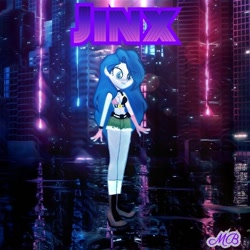 Size: 700x700 | Tagged: safe, artist:mapleb, imported from derpibooru, oc, oc:jinx, human, equestria girls, crossover, humanized, jinx (league of legends), league of legends, solo