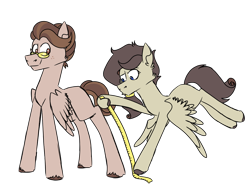 Size: 1200x900 | Tagged: safe, artist:fuckomcfuck, imported from derpibooru, oc, oc only, oc:october flight, oc:paper fashion, pegasus, pony, duo, flying, freckles, glasses, hair tie, half-siblings, measuring tape, offspring, parent:oc:doodles, parent:rarity, parent:svengallop, parents:canon x oc, simple background, transparent background