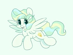 Size: 680x514 | Tagged: safe, artist:tamabel, imported from derpibooru, vapor trail, pegasus, pony, cute, ears, female, green background, mare, simple background, solo, tail, vaporbetes, wings