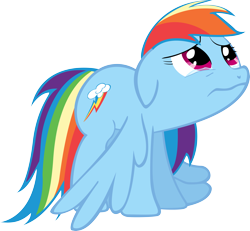 Size: 5473x5063 | Tagged: safe, artist:tattooclown, imported from derpibooru, rainbow dash, pegasus, pony, games ponies play, floppy ears, sad, simple background, solo, teary eyes, transparent background, vector, wavy mouth, wings, wings down