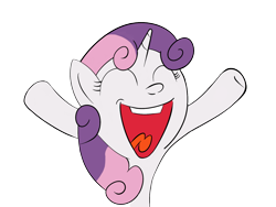 Size: 1600x1200 | Tagged: safe, artist:tattooclown, imported from derpibooru, sweetie belle, pony, unicorn, ^^, big smile, eyes closed, hooves out, open mouth, open smile, simple background, smiling, solo, transparent background