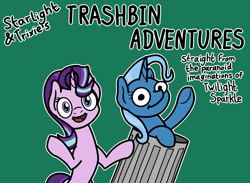 Size: 2048x1503 | Tagged: safe, artist:ewoudcponies, imported from derpibooru, starlight glimmer, trixie, green background, simple background, trash can