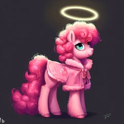 Size: 1024x1024 | Tagged: safe, imported from derpibooru, pinkie pie, pony, ai content, ai generated, halo, prompter:pizza split, religion, saint, solo