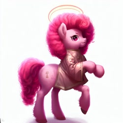 Size: 1024x1024 | Tagged: safe, imported from derpibooru, pinkie pie, taur, ai content, ai generated, halo, ponytaur, prompter:pizza split, religion, saint, simple background, solo, white background