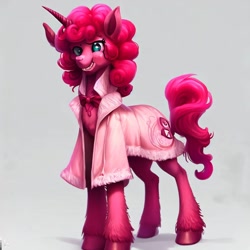 Size: 1024x1024 | Tagged: safe, imported from derpibooru, pinkie pie, demon, demon pony, pony, ai content, ai generated, horn, prompter:pizza split, religion, solo
