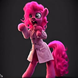 Size: 1024x1024 | Tagged: safe, imported from derpibooru, pinkie pie, semi-anthro, ai content, ai generated, insanity, prompter:pizza split, solo