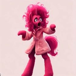 Size: 1024x1024 | Tagged: safe, imported from derpibooru, pinkie pie, semi-anthro, unicorn, ai content, ai generated, insanity, prompter:pizza split, race swap, solo, unicorn pinkie pie