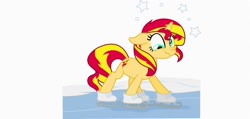 Size: 2277x1080 | Tagged: safe, imported from derpibooru, sunset shimmer, ice skating, stars