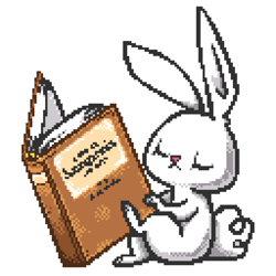 Size: 1024x1024 | Tagged: safe, artist:boxwari, imported from derpibooru, angel bunny, rabbit, animal, book, male, pixel art, reading, simple background, sitting, white background