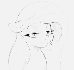 Size: 968x915 | Tagged: safe, artist:tre, imported from derpibooru, fluttershy, pegasus, pony, :p, bored, bust, female, floppy ears, mare, monochrome, silly, sketch, solo, tongue out