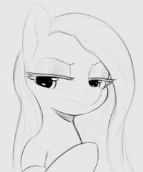 Size: 716x863 | Tagged: safe, artist:tre, imported from derpibooru, pinkie pie, earth pony, pony, angry, bust, eyelashes, female, frown, lidded eyes, looking away, looking down, mare, monochrome, pinkamena diane pie, raised hoof, sad, sketch, solo