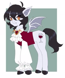 Size: 1707x2048 | Tagged: safe, artist:exxi00, imported from derpibooru, oc, bat pony, pony, undead, vampire, clothes, solo