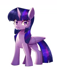 Size: 1147x1459 | Tagged: safe, artist:plusplus_pony, imported from derpibooru, twilight sparkle, alicorn, pony, female, folded wings, horn, looking at you, mare, simple background, solo, twilight sparkle (alicorn), twilight sparkle is not amused, unamused, white background, wings