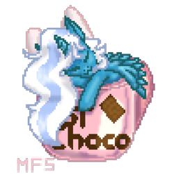 Size: 1000x1000 | Tagged: safe, artist:marifoxspirit, imported from derpibooru, oc, oc only, oc:fleurbelle, alicorn, pony, alicorn oc, bow, cup, cute, female, hair bow, horn, mare, pixel art, simple background, sleeping, solo, teacup, transparent background, wings