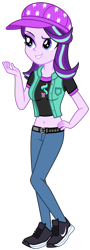 Size: 3419x9485 | Tagged: safe, artist:emeraldblast63, imported from derpibooru, starlight glimmer, human, equestria girls, belly button, boots, cap, clothes, cutie mark on clothes, female, gloves, hat, midriff, motorcross, shoes, simple background, solo, transparent background