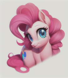 Size: 512x584 | Tagged: safe, imported from derpibooru, pinkie pie, earth pony, pony, ai assisted, ai content, ai generated, bust, female, mare, portrait, simple background, smiling, solo, white background