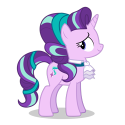 Size: 5000x5000 | Tagged: safe, artist:gypsykumquat, imported from derpibooru, starlight glimmer, pony, unicorn, .svg available, absurd resolution, alternate hairstyle, female, inkscape, looking back, mare, show accurate, simple background, smiling, solo, svg, transparent background, vector