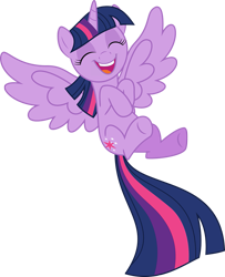 Size: 1045x1286 | Tagged: safe, artist:jp, edit, editor:incredibubbleirishguy, imported from derpibooru, vector edit, twilight sparkle, alicorn, pony, cute, eyes closed, female, flying, happy, laughing, mare, simple background, singing, spread wings, transparent background, twiabetes, twilight sparkle (alicorn), vector, wings