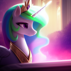 Size: 512x512 | Tagged: safe, imported from derpibooru, princess celestia, alicorn, pony, ai content, ai generated, female, generator:stable diffusion, prompter:teonanakatle, royalty, solo