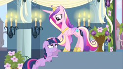 Size: 992x558 | Tagged: safe, edit, edited screencap, editor:incredibubbleirishguy, imported from derpibooru, screencap, princess cadance, twilight sparkle, alicorn, pony, unicorn, a canterlot wedding, 1000 years in photoshop, alternate ending, alternate scenario, comforting, comforting twilight, concave belly, crown, crylight sparkle, cute, duo, floppy ears, folded wings, hoof on head, hoof shoes, jewelry, looking at each other, looking at someone, peytral, physique difference, princess shoes, regalia, sad, sadorable, shhh, side view, sisters-in-law, slim, stairs, sympathy, tearjerker, thin, unicorn twilight, wings