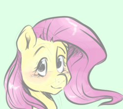 Size: 1648x1456 | Tagged: safe, artist:smirk, imported from derpibooru, fluttershy, pegasus, pony, blushing, bust, colored sketch, female, green background, looking at you, mare, simple background, sketch, smiling, smiling at you, solo