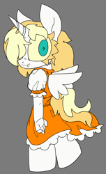 Size: 1620x2672 | Tagged: safe, artist:2hrnap, imported from ponybooru, oc, oc only, oc:dyxkrieg, alicorn, anthro, clothes, dress, magical lesbian spawn, offspring, parent:oc:dyx, parent:oc:luftkrieg, simple background, solo