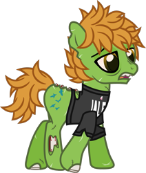 Size: 1087x1283 | Tagged: safe, artist:lightningbolt, derpibooru exclusive, imported from derpibooru, earth pony, pony, undead, zombie, zombie pony, .svg available, all time low, bags under eyes, bloodshot eyes, bone, chipped tooth, clothes, lidded eyes, male, open mouth, ponified, scar, shirt, simple background, solo, stallion, stitches, svg, t-shirt, torn clothes, torn ear, transparent background, vector, walking, zack merrick