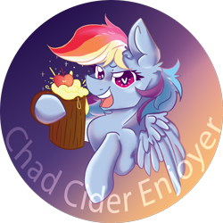 Size: 2000x2000 | Tagged: safe, artist:dankpegasista, derpibooru exclusive, imported from derpibooru, rainbow dash, pegasus, pony, alcohol, apple, big smile, bubble, caption, chad, chest fluff, cider, cider dash, cider mug, circle background, confident, cute, dashabetes, digital art, drink, dripping, ear fluff, enjoying, exploitable meme, eyelashes, female, foam, food, fruit, full color, halfbody, heart, heart eyes, high res, highlights, holding, image macro, krita, lineart, liquid, looking at you, meme, messy mane, mug, orange background, png, presenting, purple background, raised hoof, shading, shiny hair, shiny mane, shiny skin, silly, simple background, simple shading, smiling, smiling at you, solo, sparkles, spread wings, teeth, text, three quarter view, transparent background, wingding eyes, wings