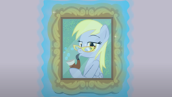 Size: 1280x720 | Tagged: safe, artist:mlp-silver-quill, imported from derpibooru, derpy hooves, after the fact, after the fact:the point of no return, best book borrower, bubble pipe, bust, glasses, magic, magic aura, pipe, portrait