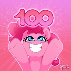 Size: 2000x2000 | Tagged: safe, artist:greenybeanz, imported from derpibooru, pinkie pie, earth pony, pony, 100, female, solo