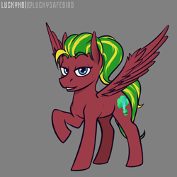 Size: 3500x3500 | Tagged: safe, artist:luckynb, imported from derpibooru, oc, oc only, oc:melon heart, pegasus, pony, fallout equestria, female, ponytail, solo, wings